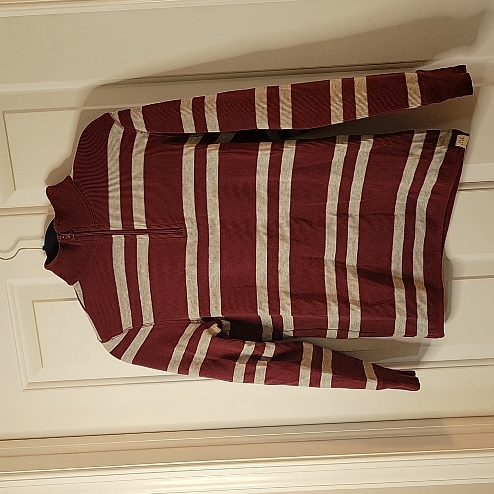 Gap Burgandy gray striped  one quarter zip xl/12